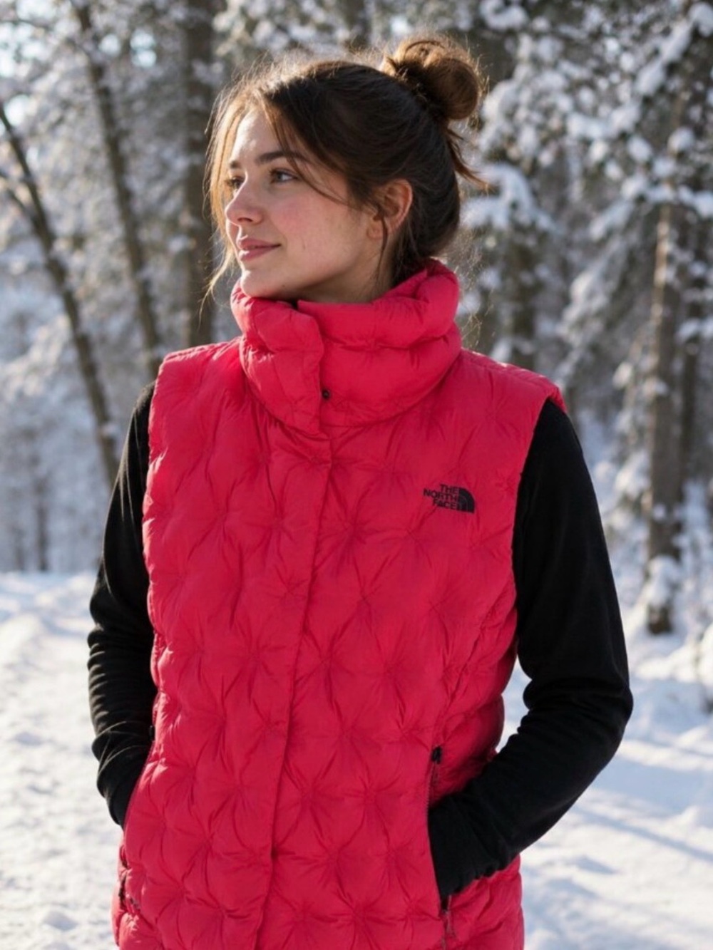 The North Face Puffer Vest 550 Down Quilted Womens’s XS True Red Holladown